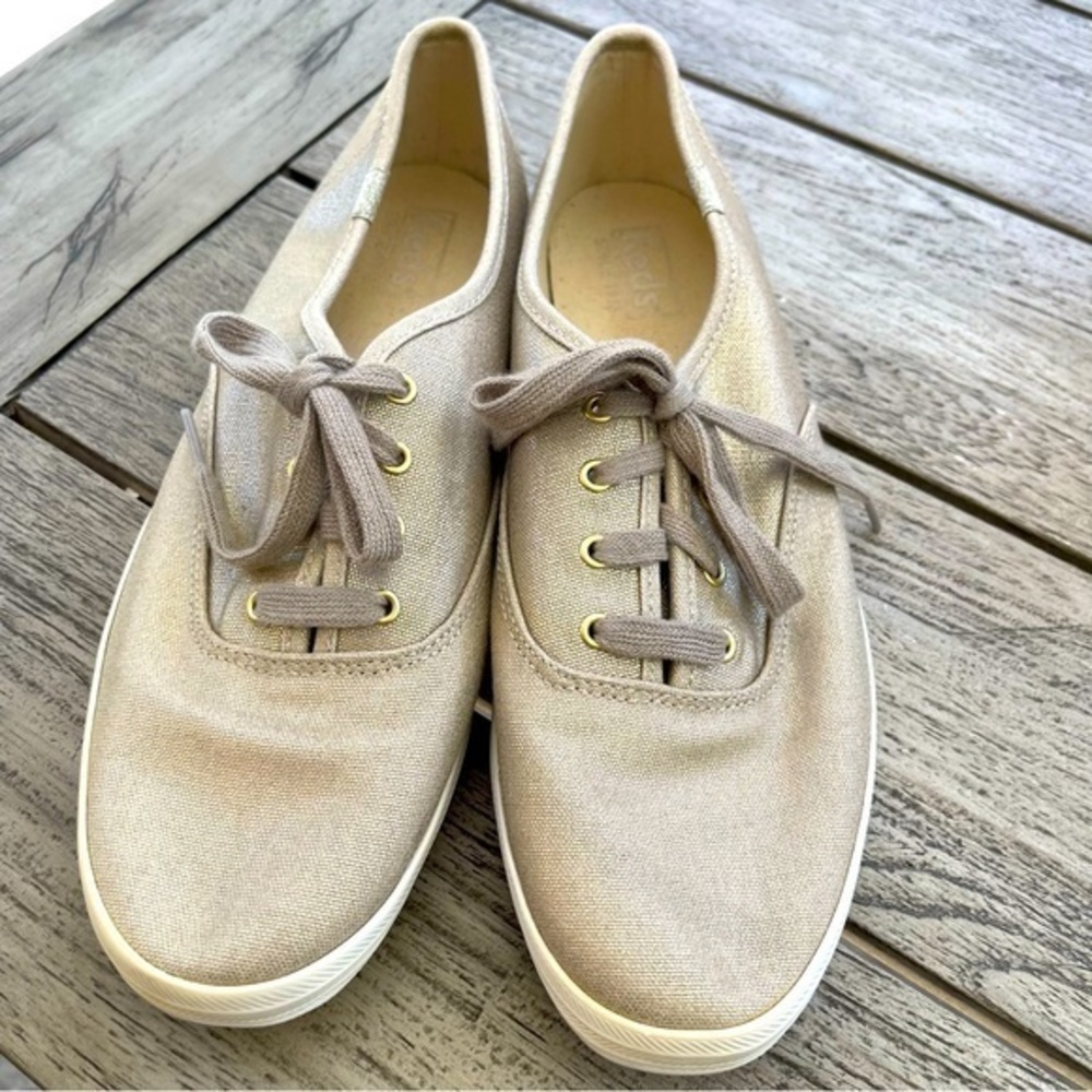 Keds Champion Metallic Gold Lace Up Sneakers Womens Size 10